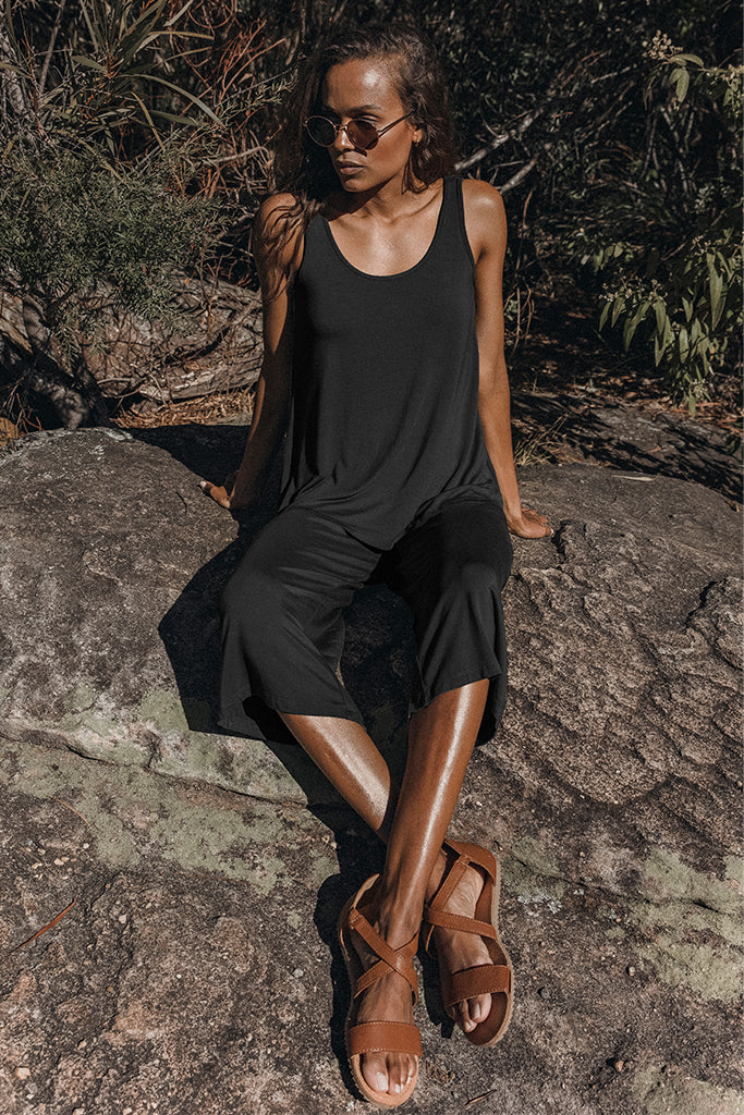 Relaxed Bamboo Singlet - Vintage Black