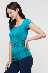 Ruched Bamboo Tee - Teal