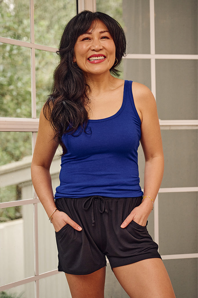 Bamboo Scoop Singlet - Cobalt