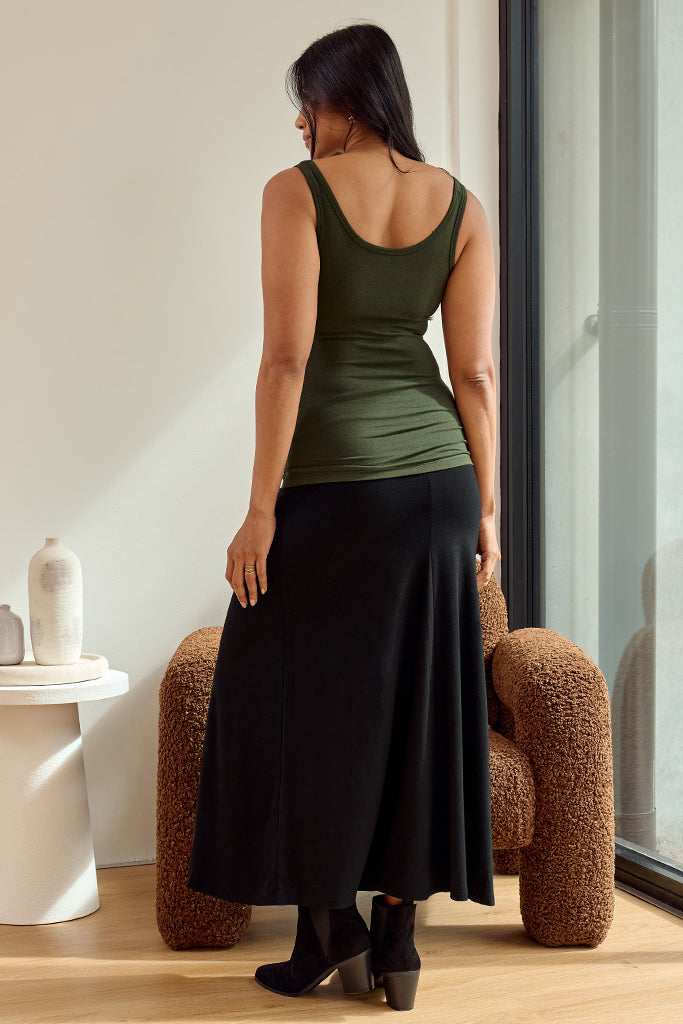 Bamboo Scoop Singlet - Moss