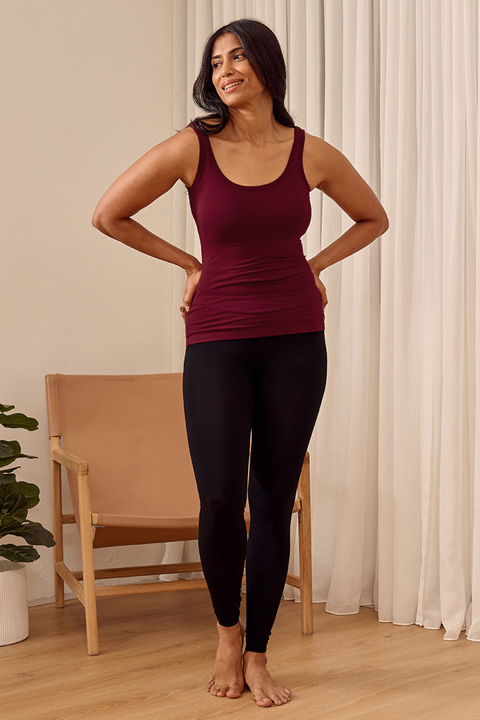 Bamboo Scoop Singlet - Rich Red