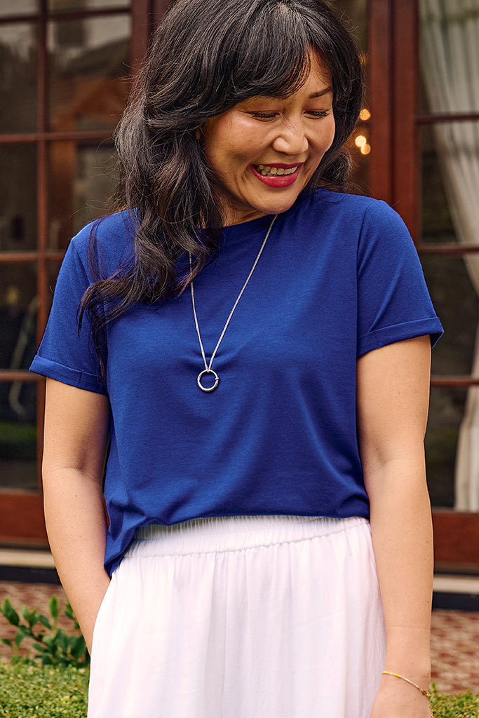 Shorter Bamboo Tee - Cobalt