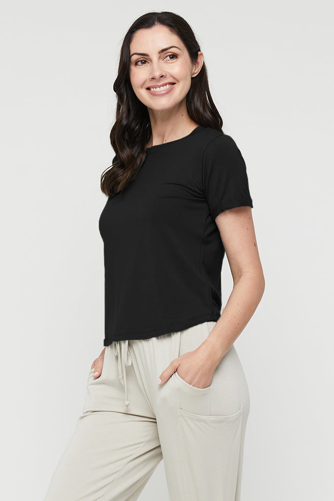 Shorter Bamboo Tee - Vintage Black