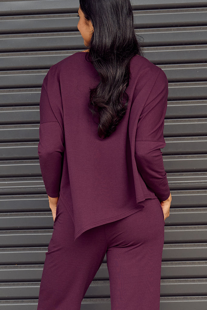 French Terry Relax Boatneck - Burgundy