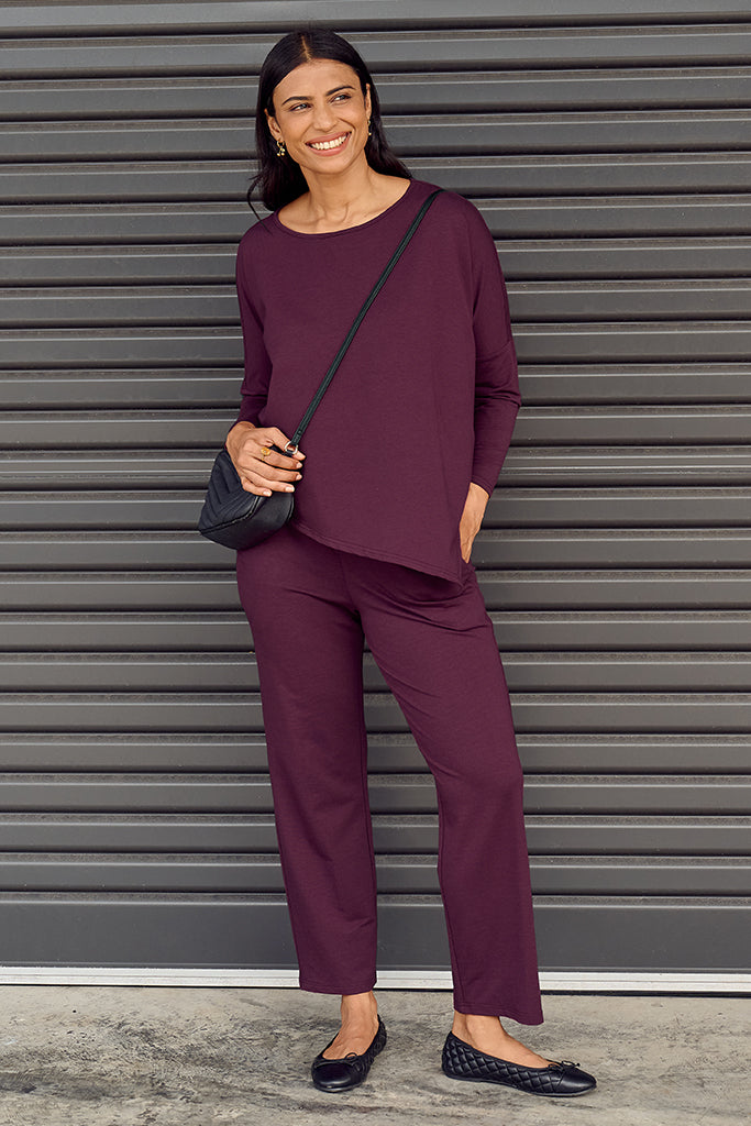 French Terry Relax Boatneck - Burgundy