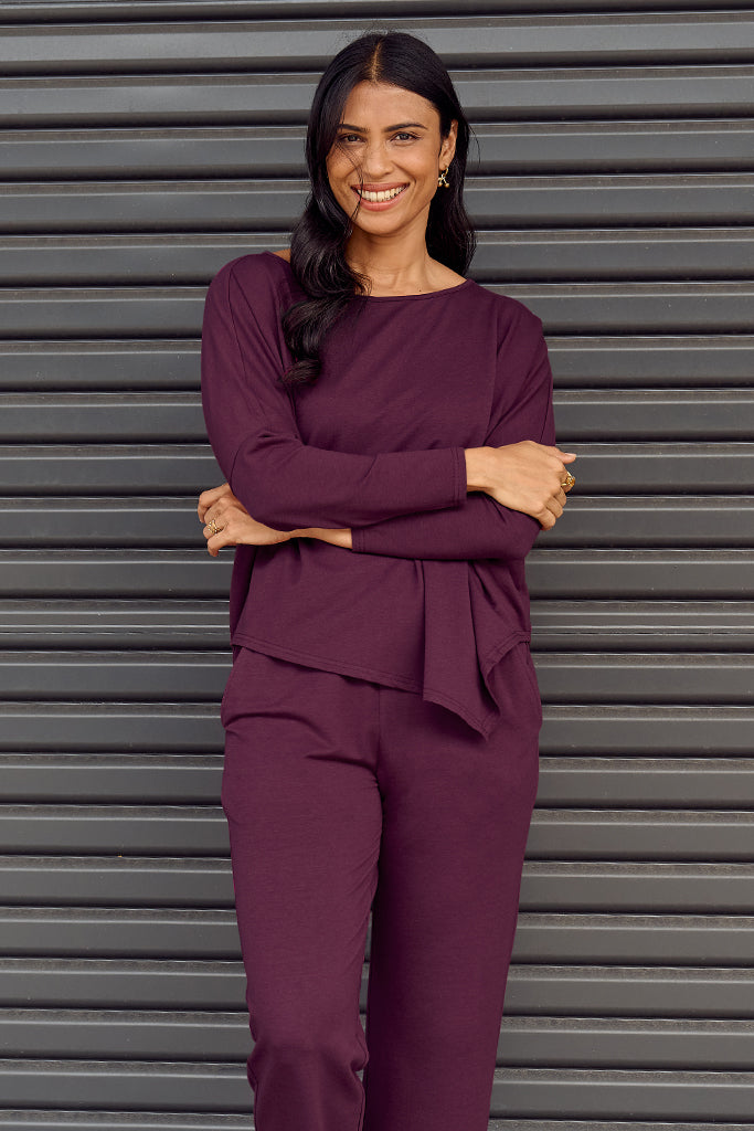 French Terry Relax Boatneck - Burgundy