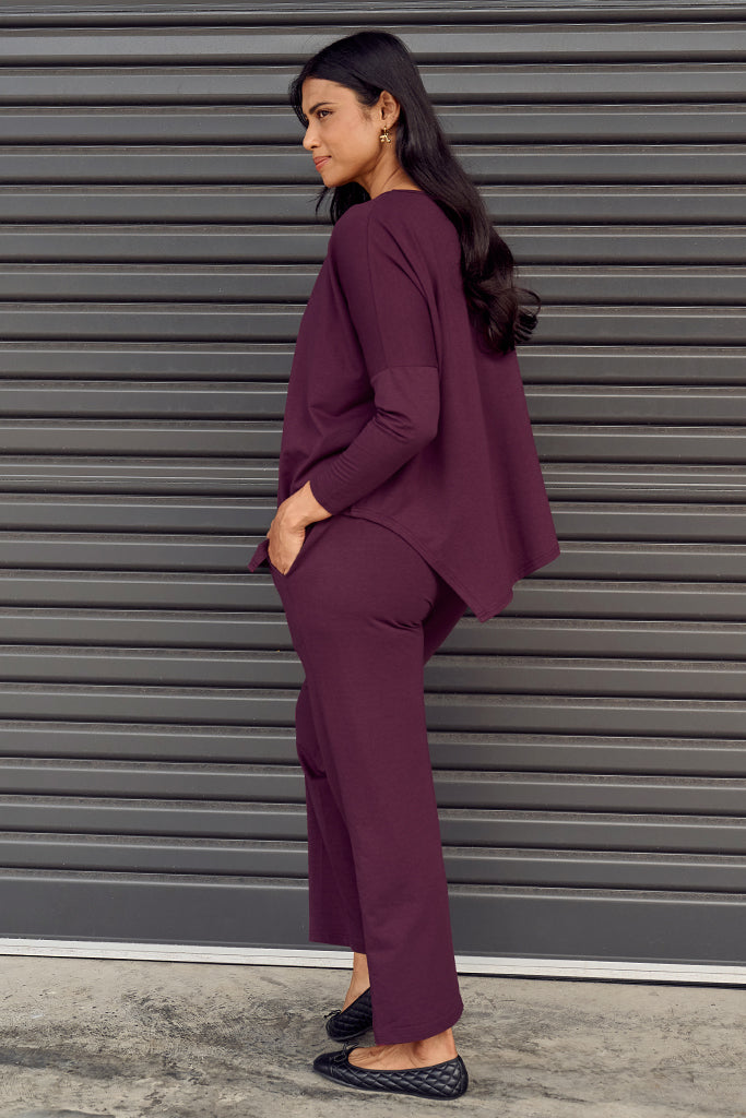French Terry Relax Boatneck - Burgundy