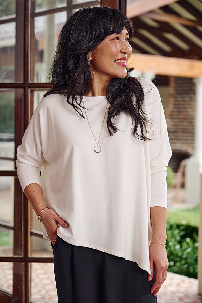French Terry Relax Boatneck - Soft White