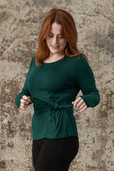 Tie Front Top - Dark Emerald