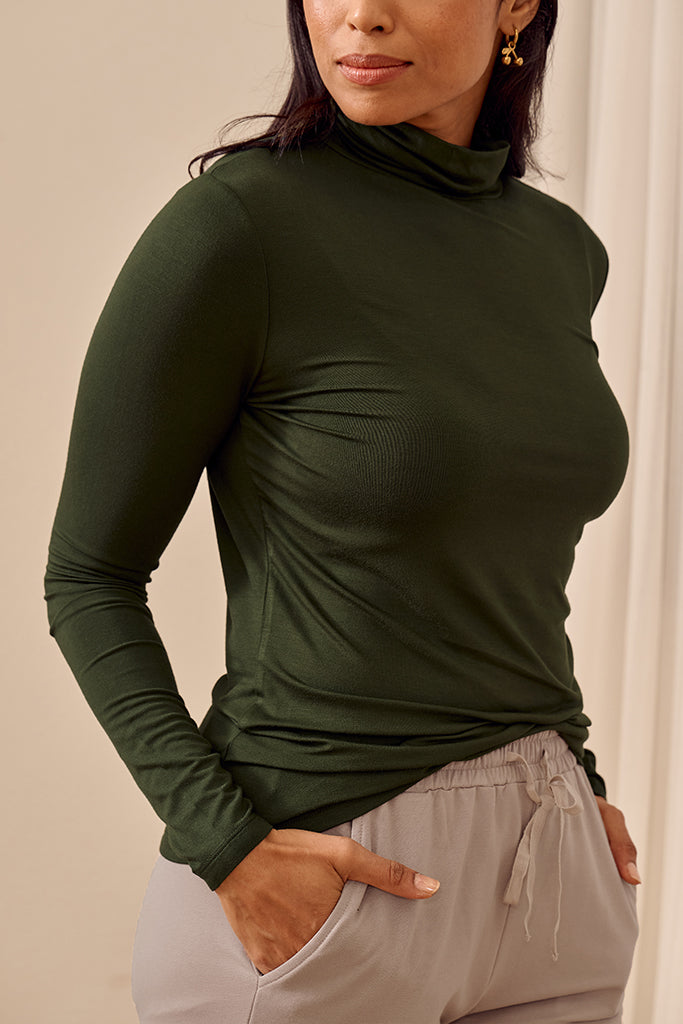 Bamboo Turtle Neck - Moss