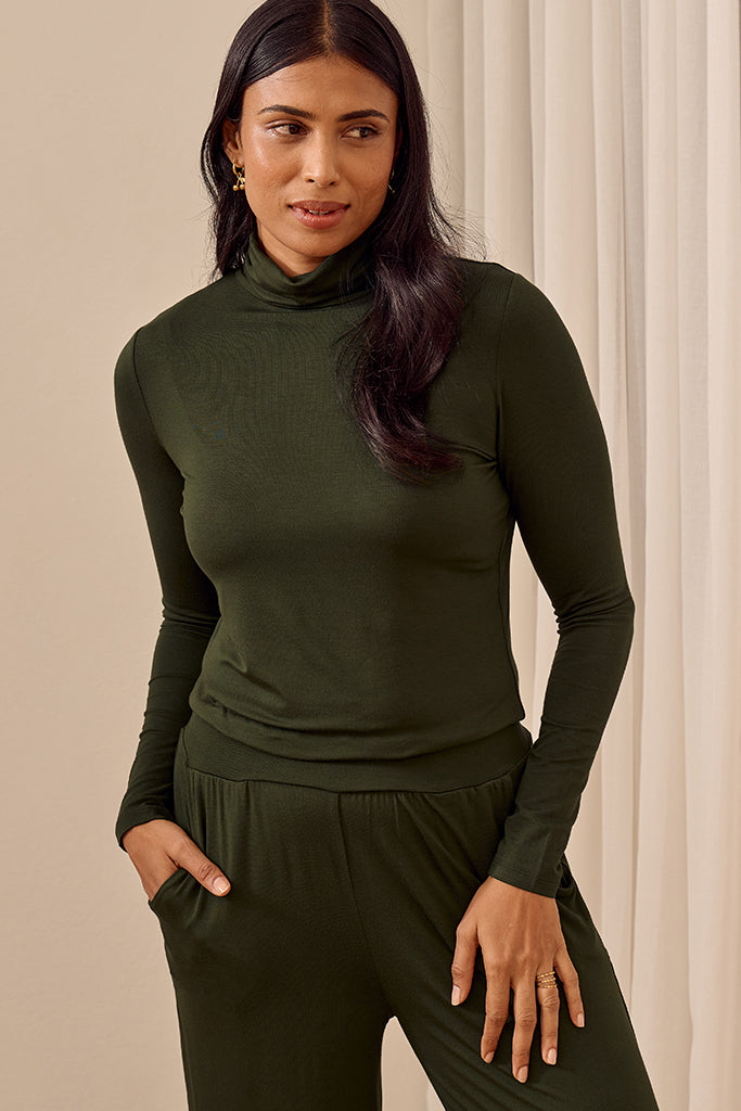 Bamboo Turtle Neck - Moss