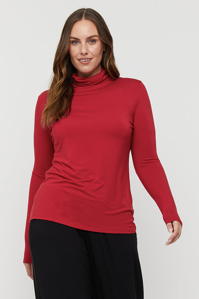 Bamboo Turtle Neck - True Red | Bamboo Body