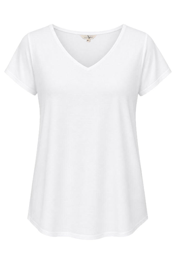 Bamboo V Neck Tee - White