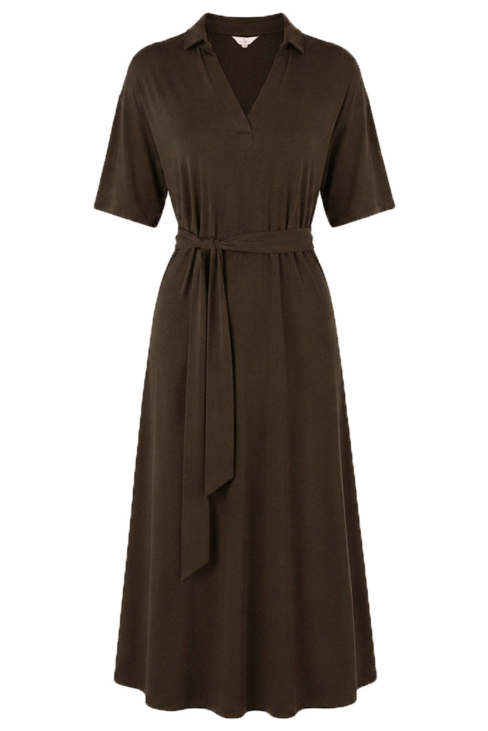 Bamboo Linen Vivienne Dress - Coffee