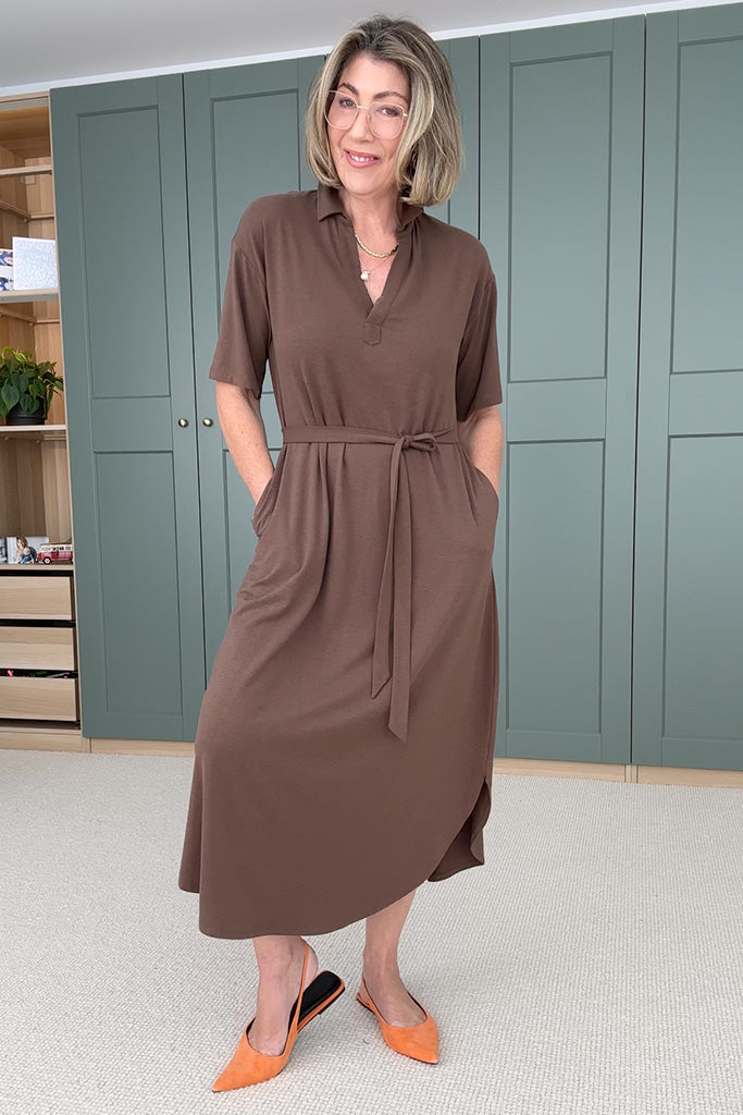 Bamboo Linen Vivienne Dress - Coffee