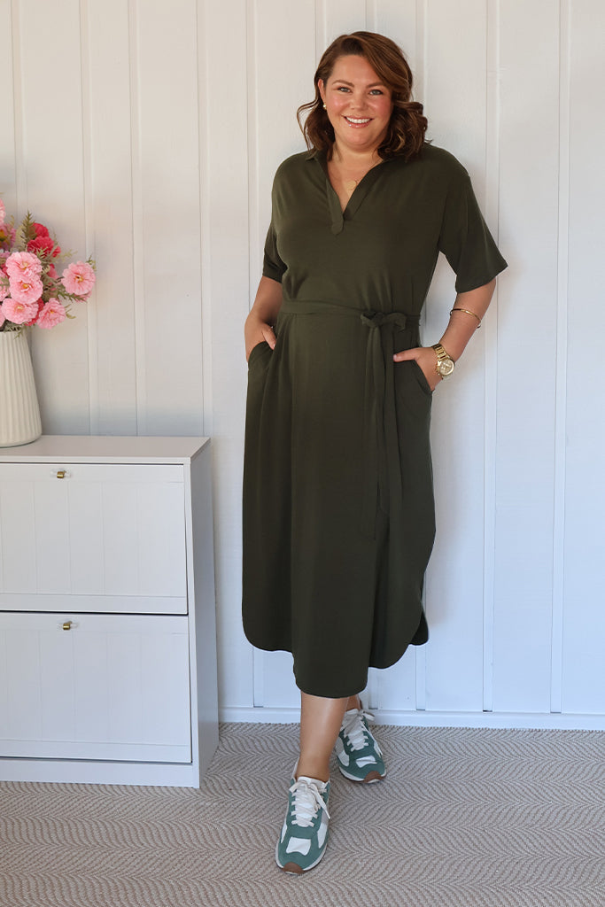 Bamboo Linen Vivienne Dress - Moss
