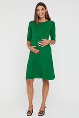 3/4 Sleeve Beth Dress - Green
