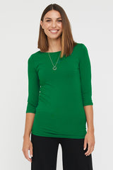 Ada Bamboo Boatneck Top - Green