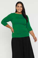 Ada Bamboo Boatneck Top - Green