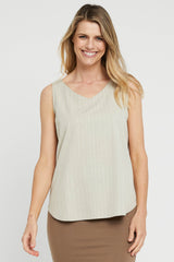 Woven V Neck Blouse - Organic Pinstripe