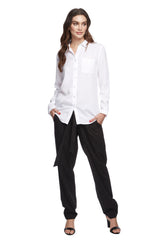 Long Sleeve Woven Blouse - White