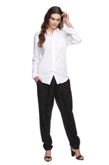 Long Sleeve Woven Blouse - White