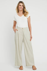 Woven Wide Leg Pant - Organic Pinstripe