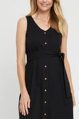 Button Front Dress - Black