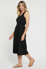 Button Front Dress - Black