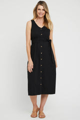 Button Front Dress - Black