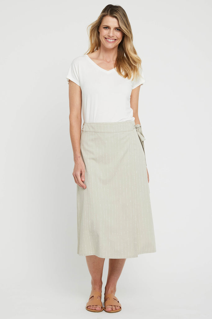 Woven Wrap Skirt - Organic Pinstripe