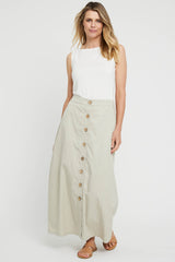Woven Button Skirt - Organic Pinstripe
