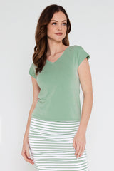 Belle V Neck Tee - Seafoam