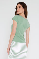 Belle V Neck Tee - Seafoam