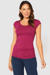 Ruched Bamboo Tee - Berry