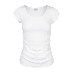 Ruched Bamboo Tee - White