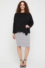 Bamboo Tube Skirt - Grey Stripe
