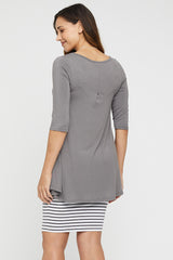 Bamboo Tube Skirt - Grey Stripe