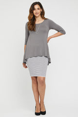 Bamboo Tube Skirt - Grey Stripe