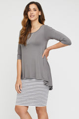 Bamboo Tube Skirt - Grey Stripe