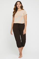 Shorter Bamboo Tee - Biscuit Stripe