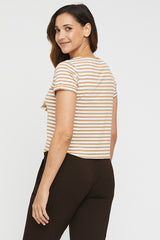 Shorter Bamboo Tee - Biscuit Stripe