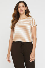 Shorter Bamboo Tee - Biscuit Stripe