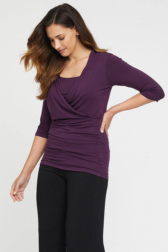 3/4 Sleeve Grace Top - Plum