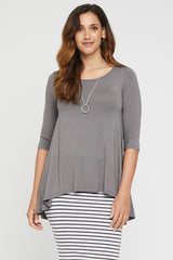 Hi Lo Hem Top - Gull Grey