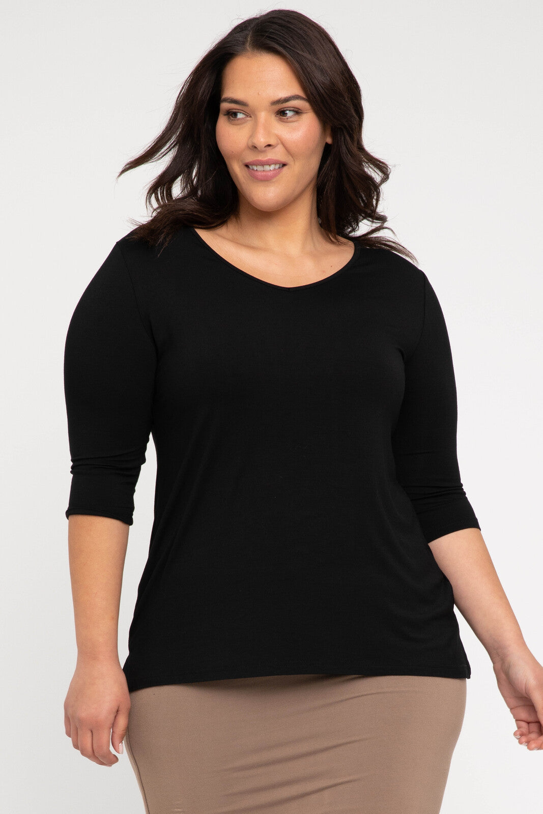 3/4 Sleeve St Tropez - Black | Bamboo Body