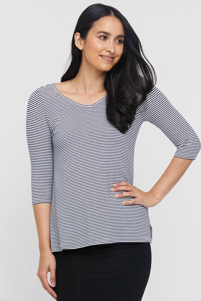 3/4 Sleeve St Tropez - Thin Stripe