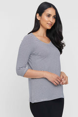 3/4 Sleeve St Tropez - Thin Stripe