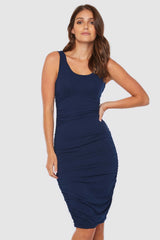 Ruched Tank Dress - Navy