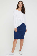 Ruched Bamboo Skirt - Blue